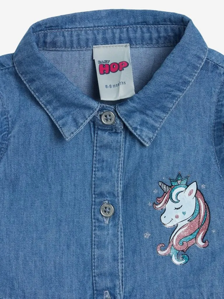 Baby HOP Blue Unicorn Print Anya Dress