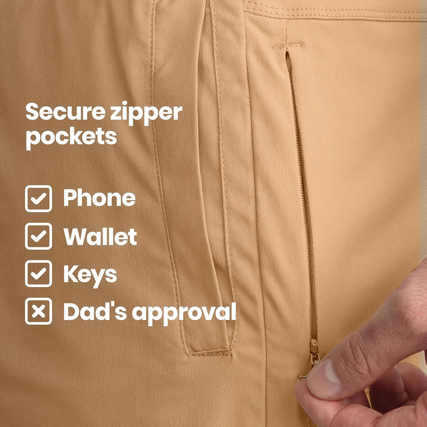 birddogs Mens Khaki Shorts ?C Casual, Slim Fit, Stretch Shorts with Built-in Liner for Comfort ?C Regular Length, 7?? Inseam