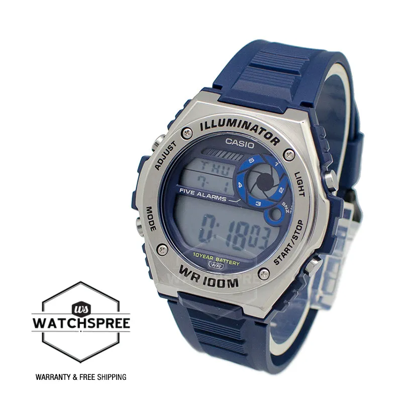 Casio Digital Blue Resin Band Watch MWD100H-2A MWD-100H-2A