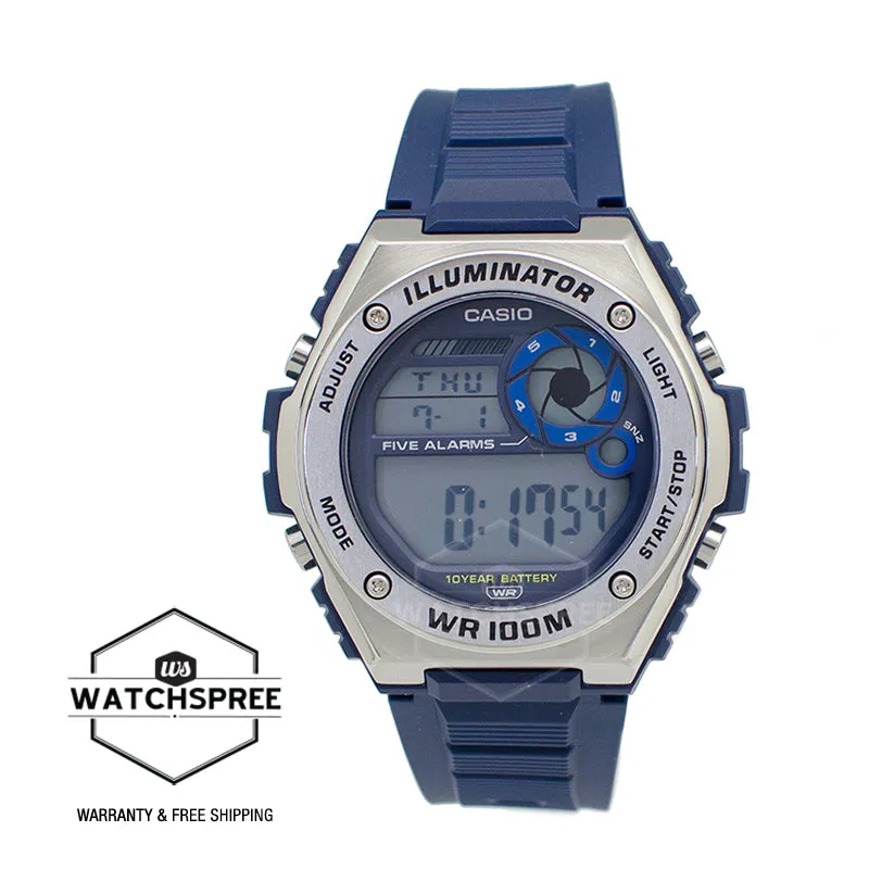 Casio Digital Blue Resin Band Watch MWD100H-2A MWD-100H-2A