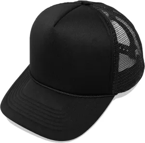 DALIX Plain Trucker Hat Mesh Cap in Black