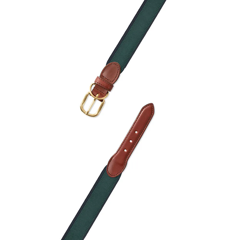 Green on Navy Suede Dog Collar
