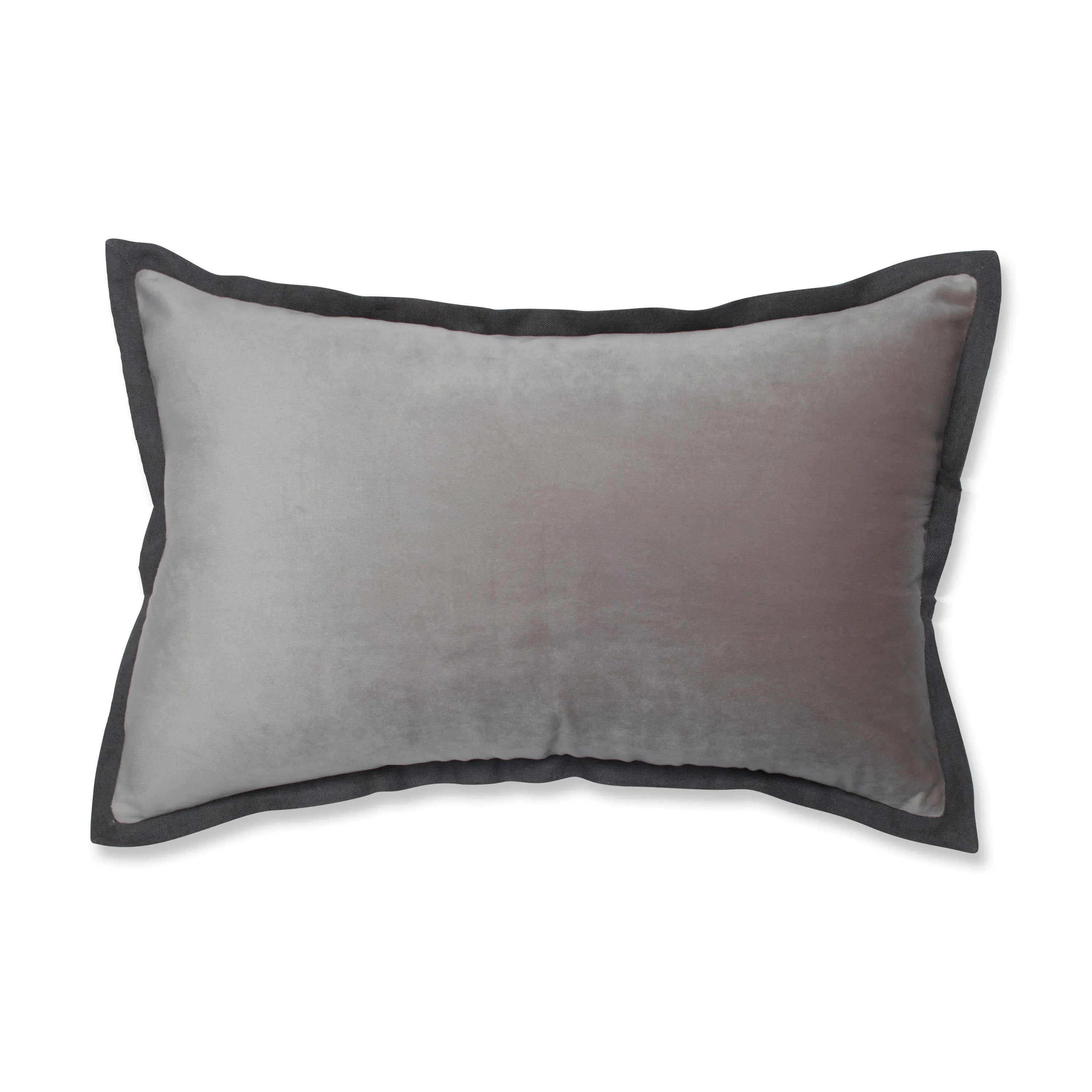 Indoor Velvet Flange Light Gray Rectangular Throw Pillow