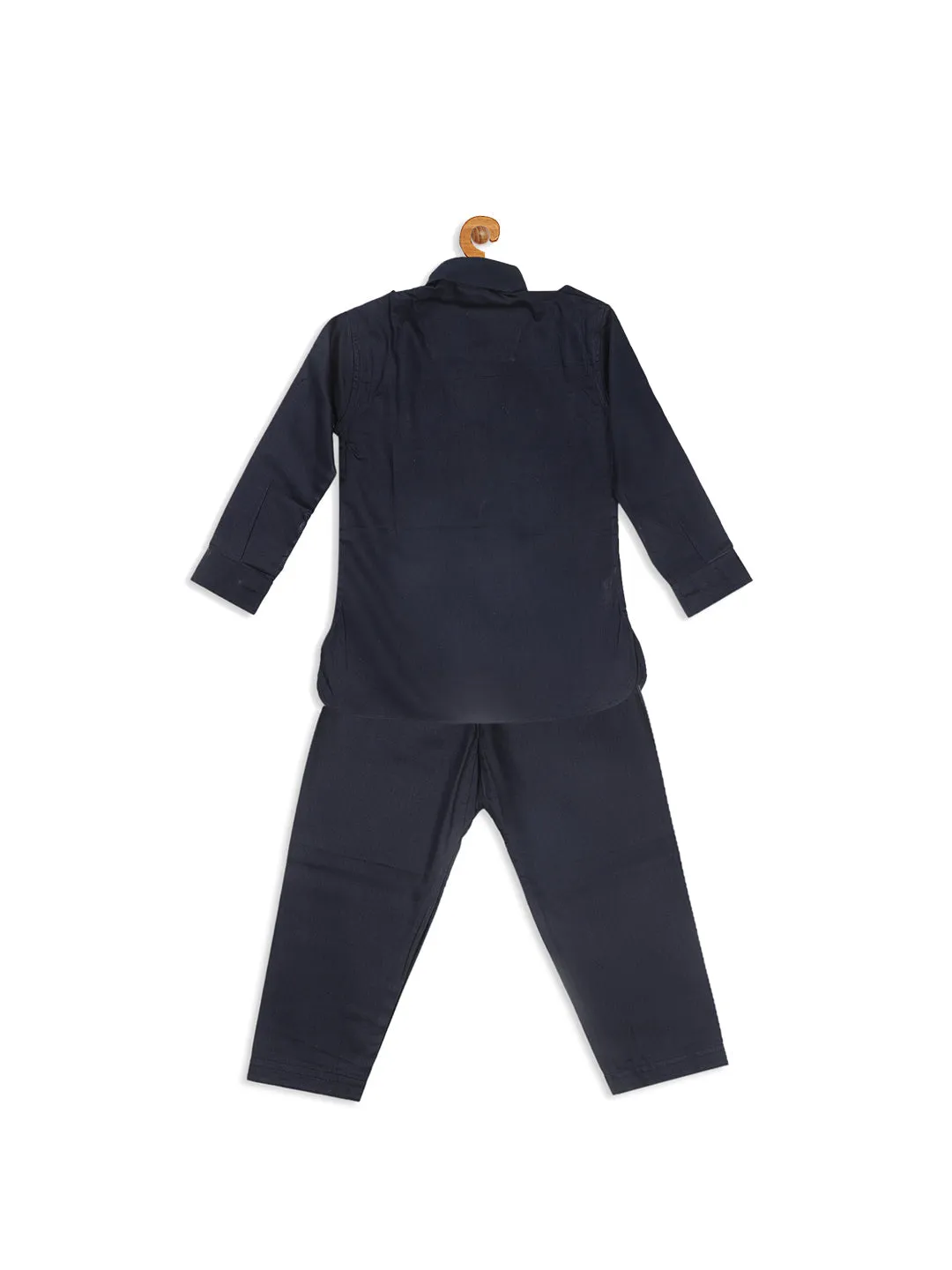 Jashvi SISHU Boy's Blue Pure Cotton Pathani Kurta With Pyjama Set