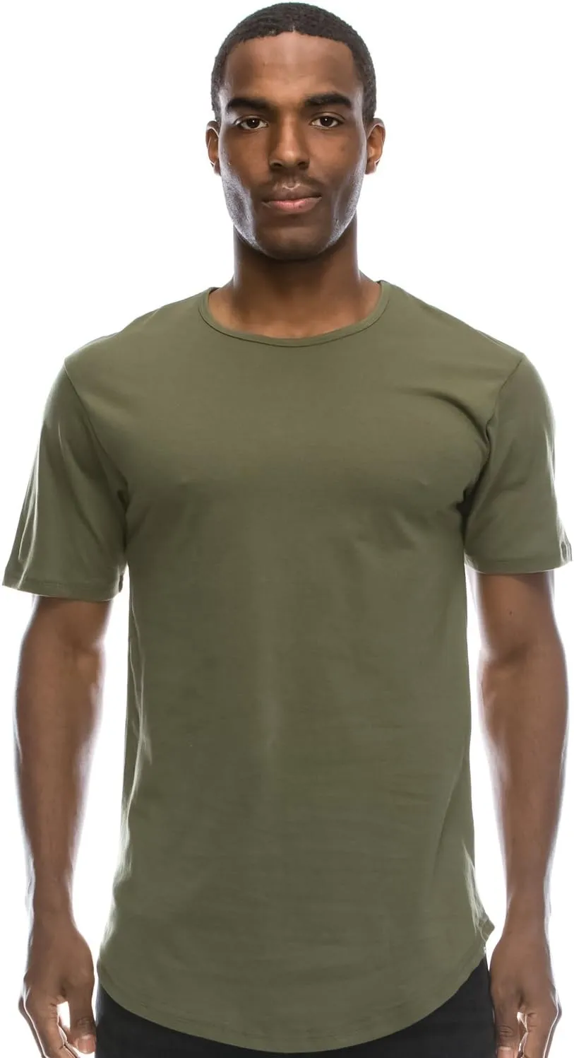 JC DISTRO Mens Hipster Hip Hop Elong Longline Crewneck T-Shirt