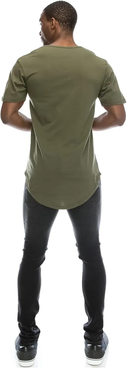 JC DISTRO Mens Hipster Hip Hop Elong Longline Crewneck T-Shirt