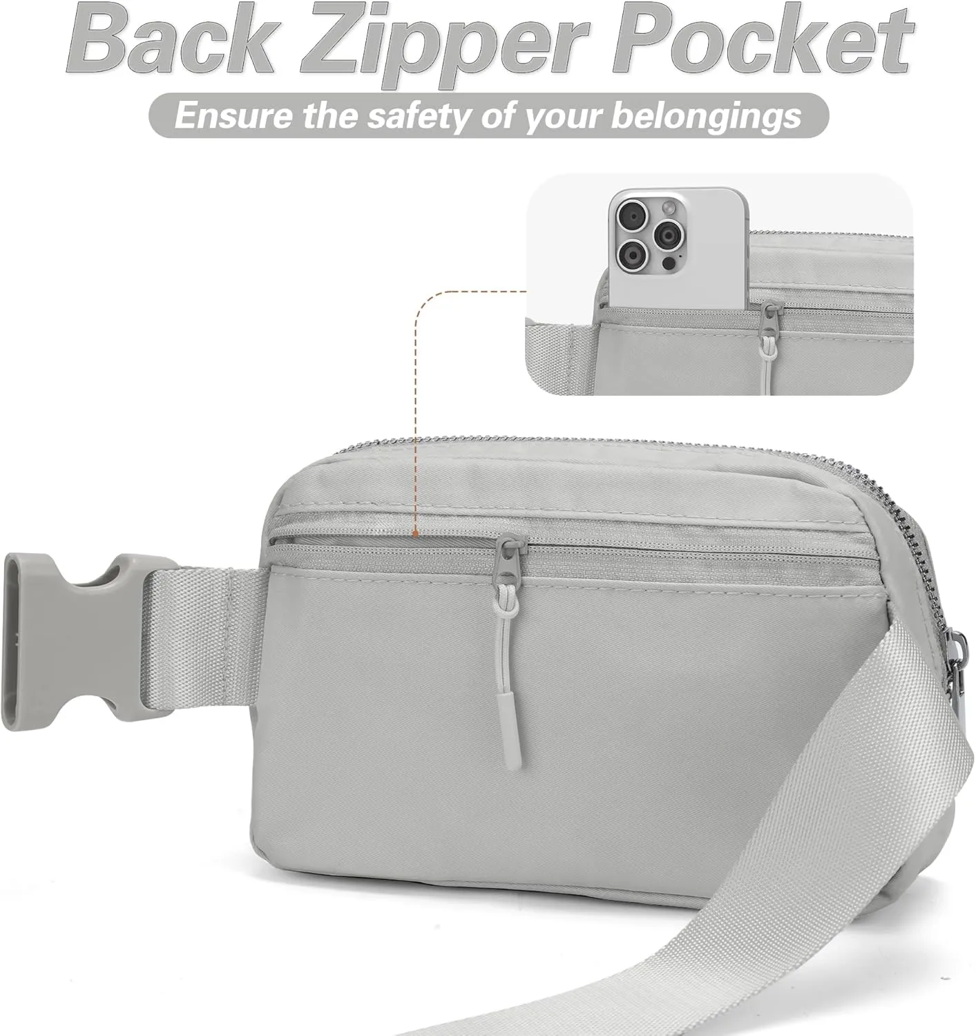 JSJ Mini Fanny Pack for Women & Men,Valentines Day Gifts for Girls Teens Kids Daughter Sister Her,Trendy Stuff Crossbody Bags Cute Everywhere Belt Bags. (Gray)