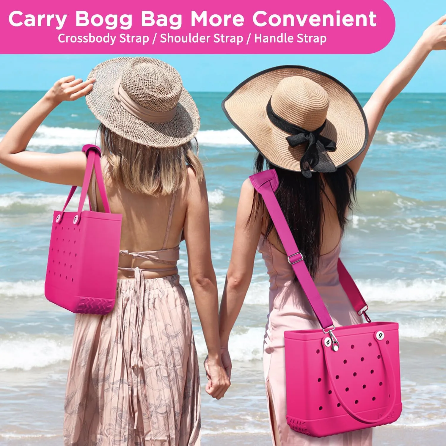 OUTXE Strap Wrap for Bogg Bag, Adjustable Crossbody Shoulder Long Straps for XL Medium Bog Beach Rubber Tote Bag Accessories