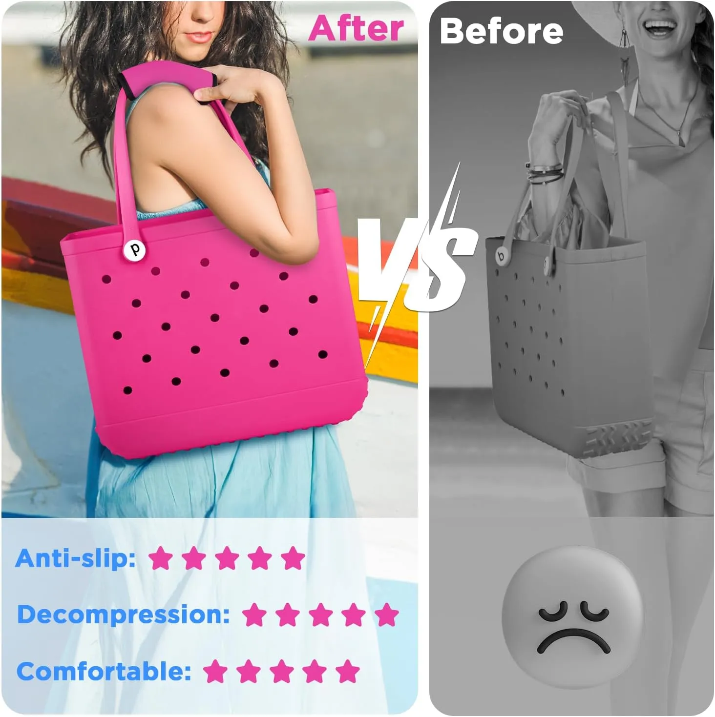 OUTXE Strap Wrap for Bogg Bag, Adjustable Crossbody Shoulder Long Straps for XL Medium Bog Beach Rubber Tote Bag Accessories