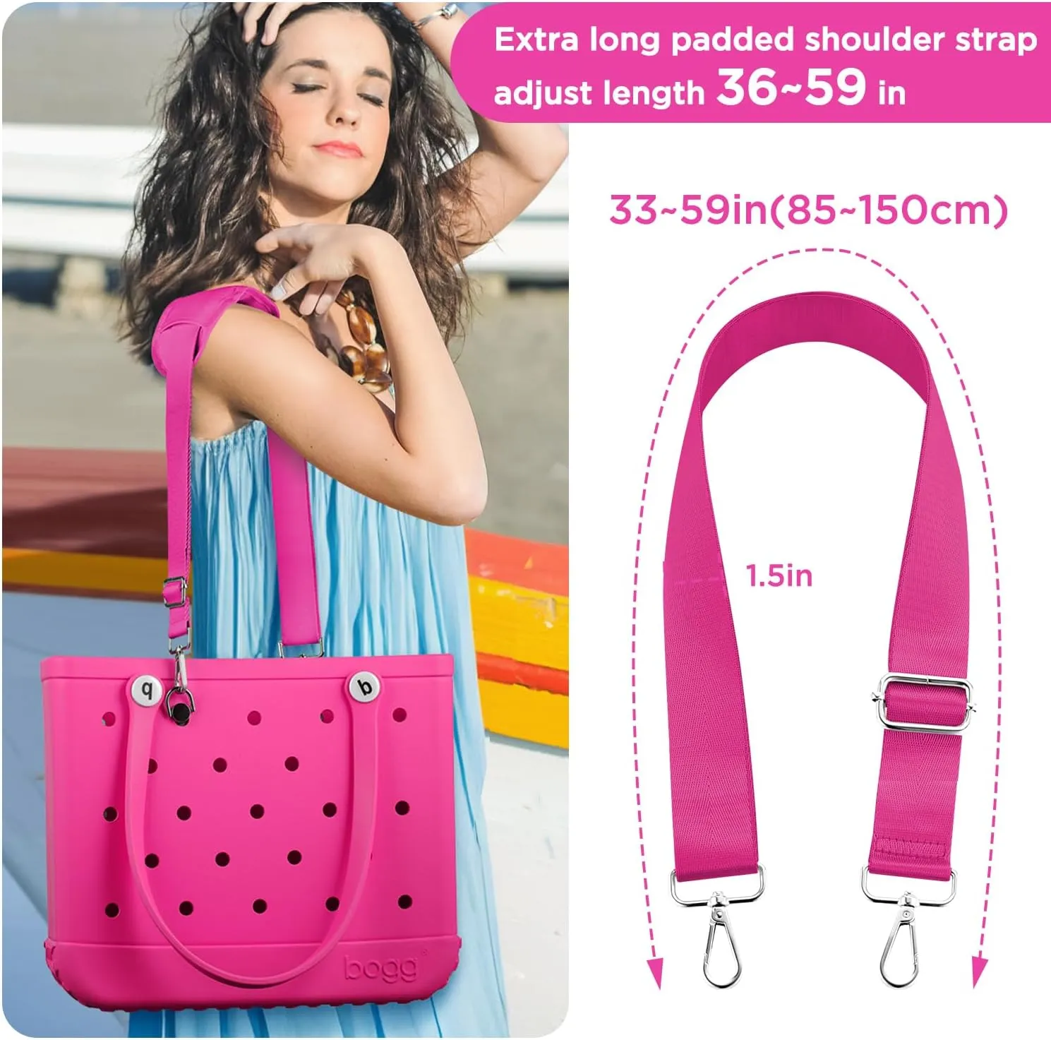 OUTXE Strap Wrap for Bogg Bag, Adjustable Crossbody Shoulder Long Straps for XL Medium Bog Beach Rubber Tote Bag Accessories