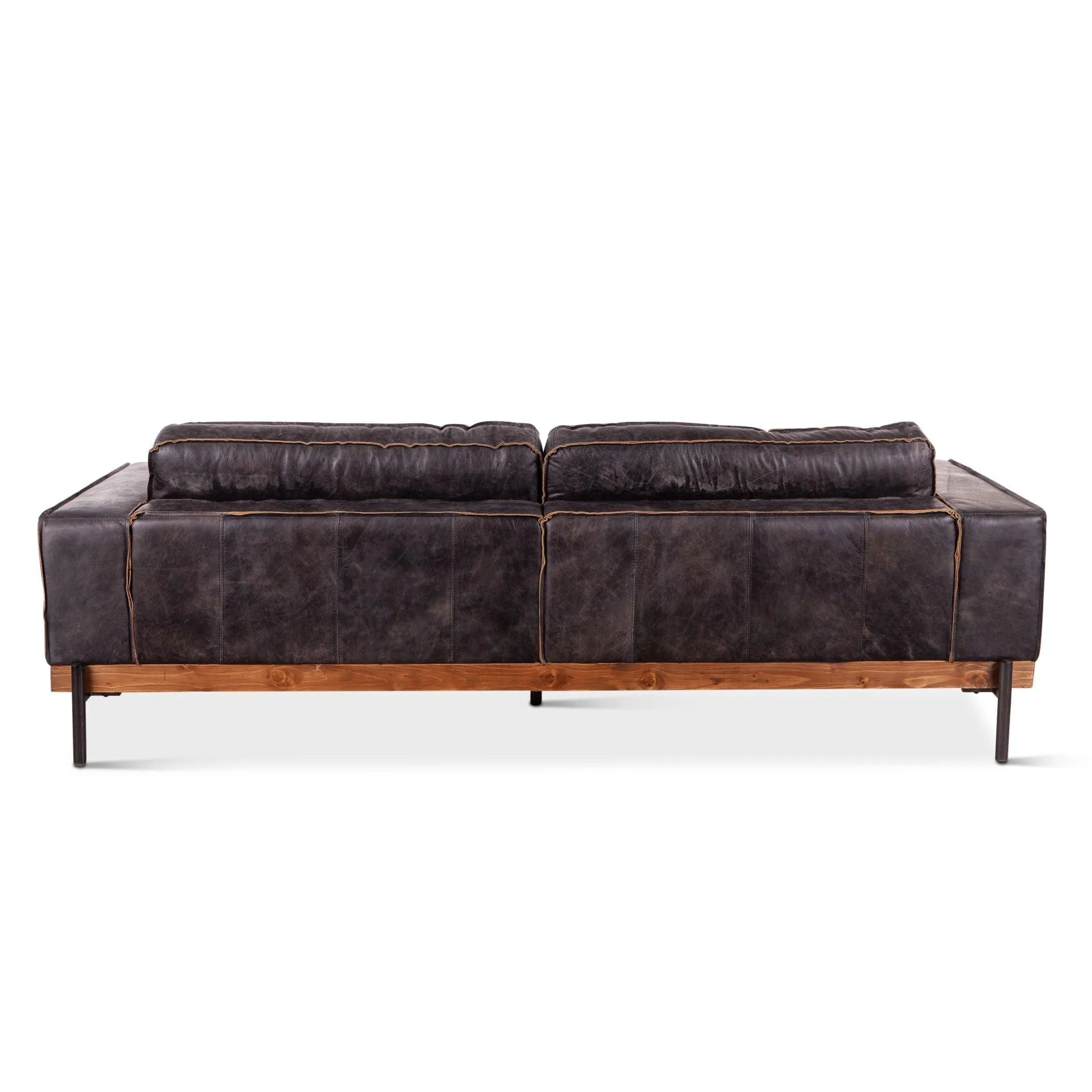 Portofino Industrial Black Leather Sofa