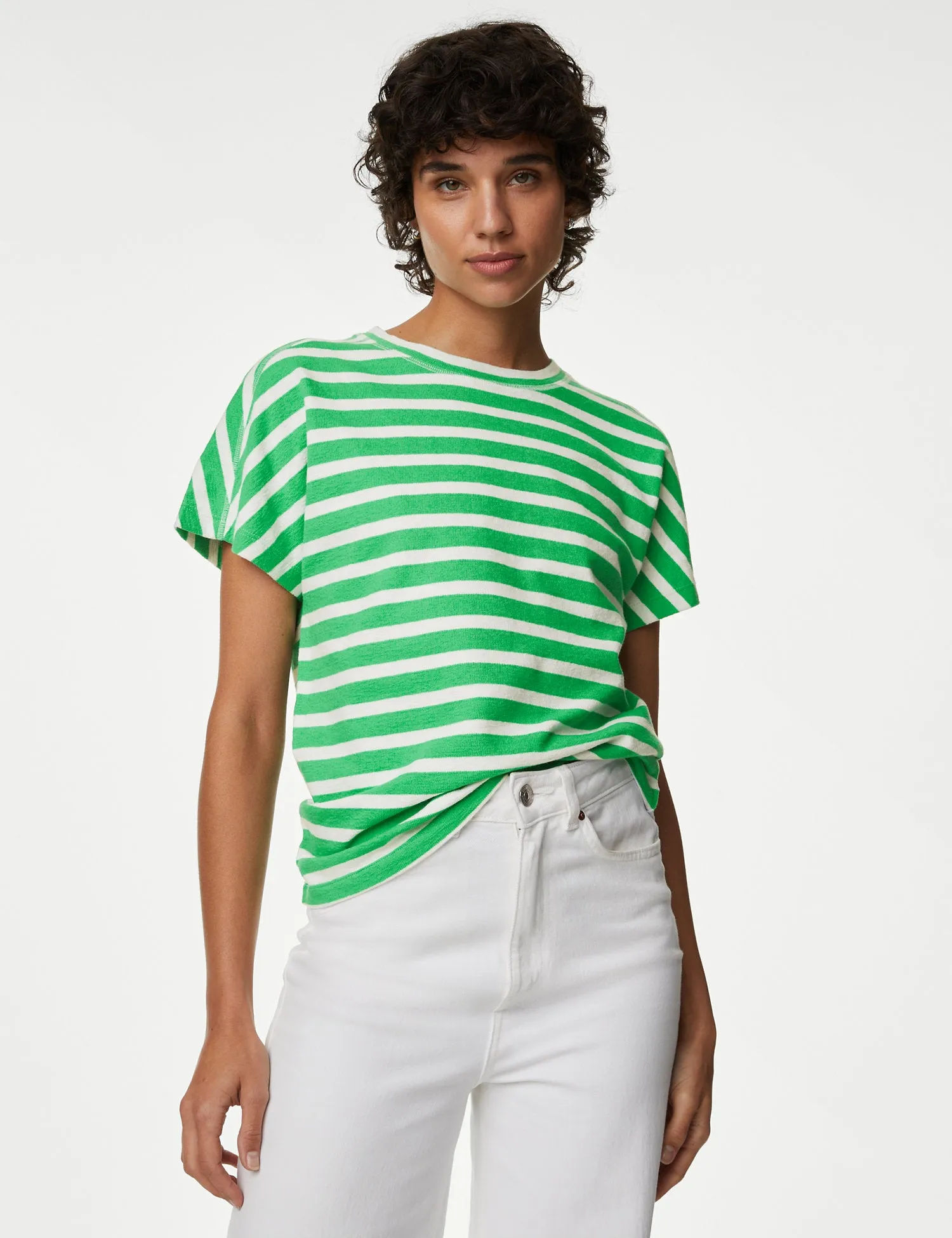 Pure Cotton Striped Textured Top