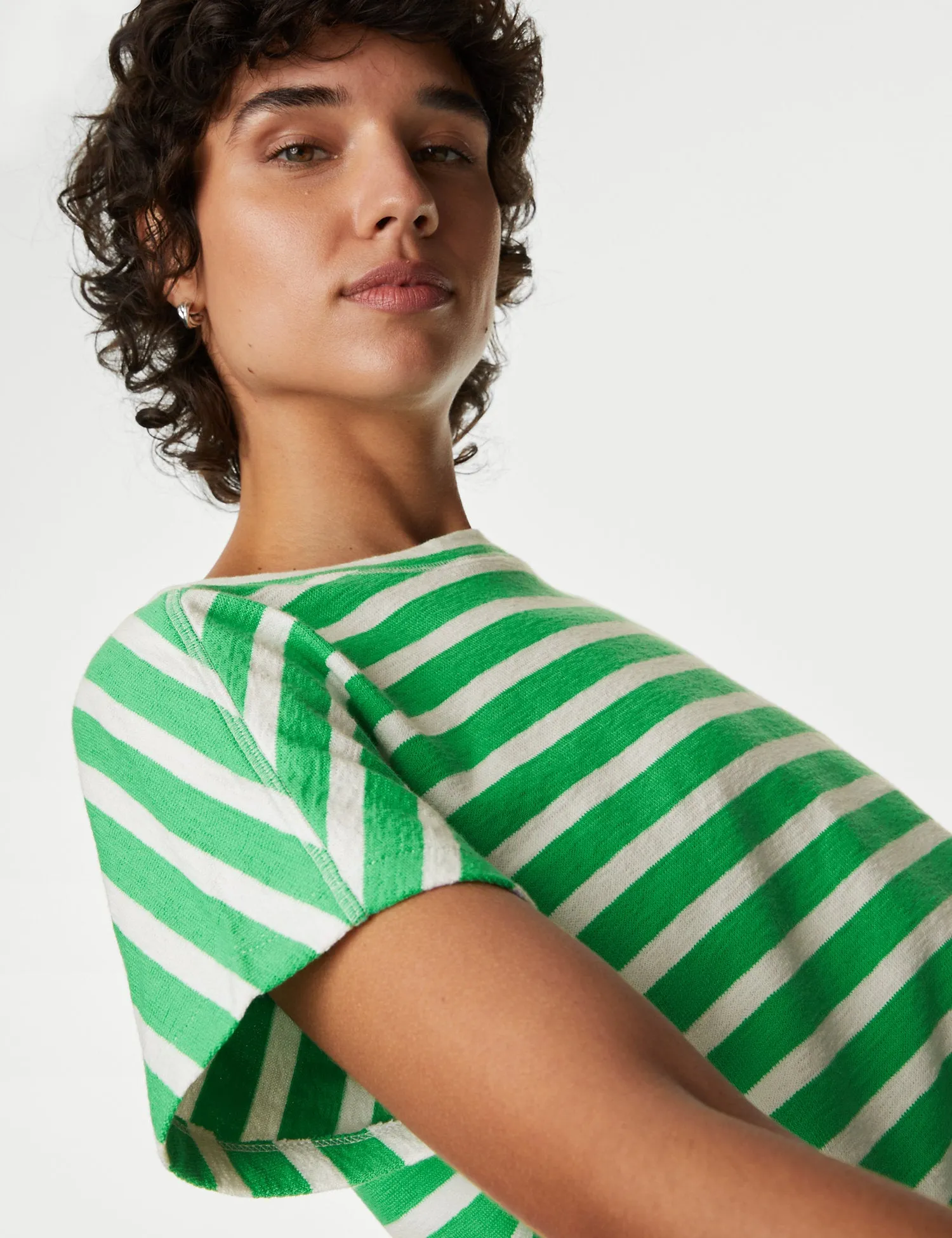 Pure Cotton Striped Textured Top