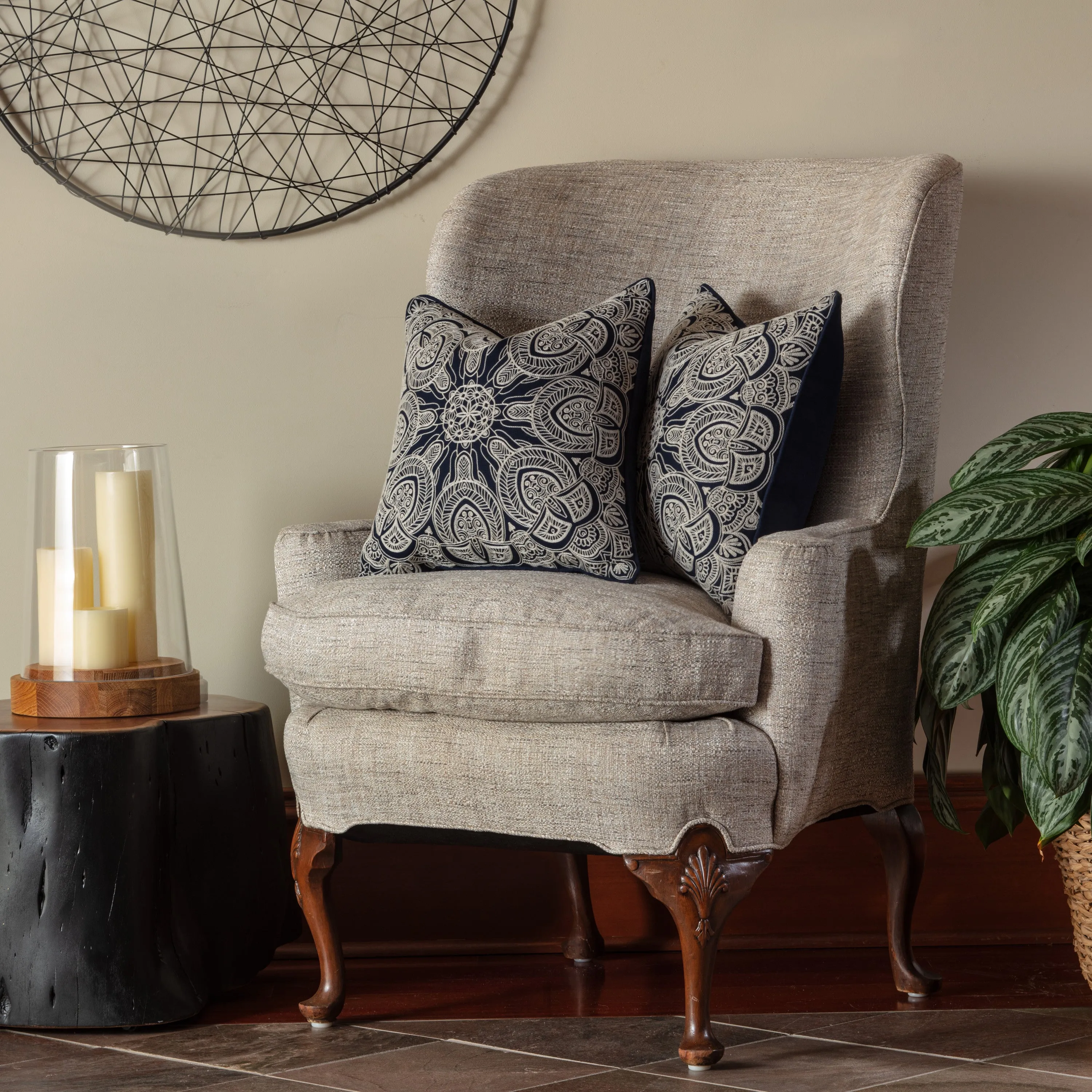 Quinn Navy 16.5-Inch Throw Pillow