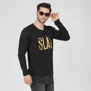 SLAY. Men's Limited Edition Gold Reflective Foil Print Full Sleeves T-shirt