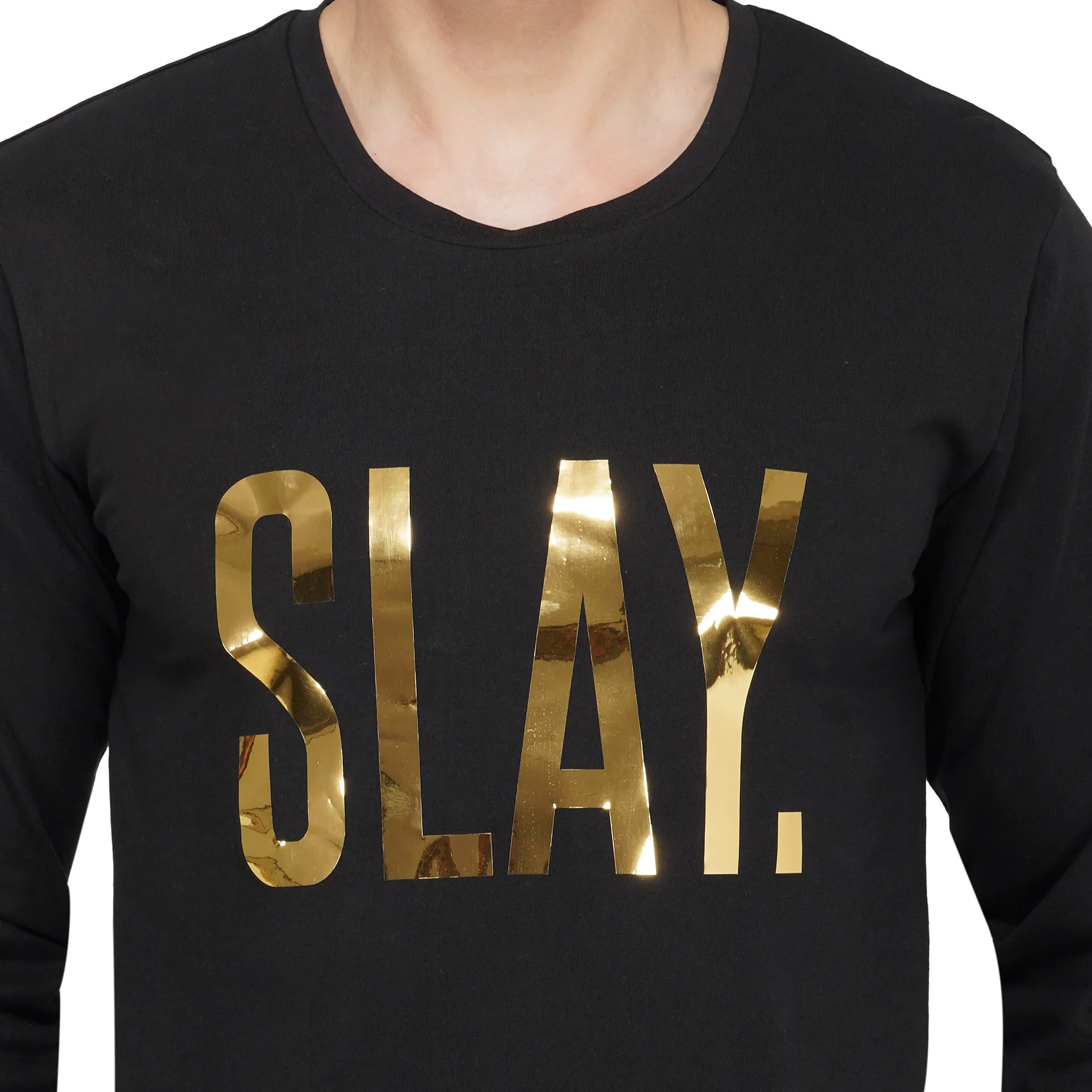 SLAY. Men's Limited Edition Gold Reflective Foil Print Full Sleeves T-shirt