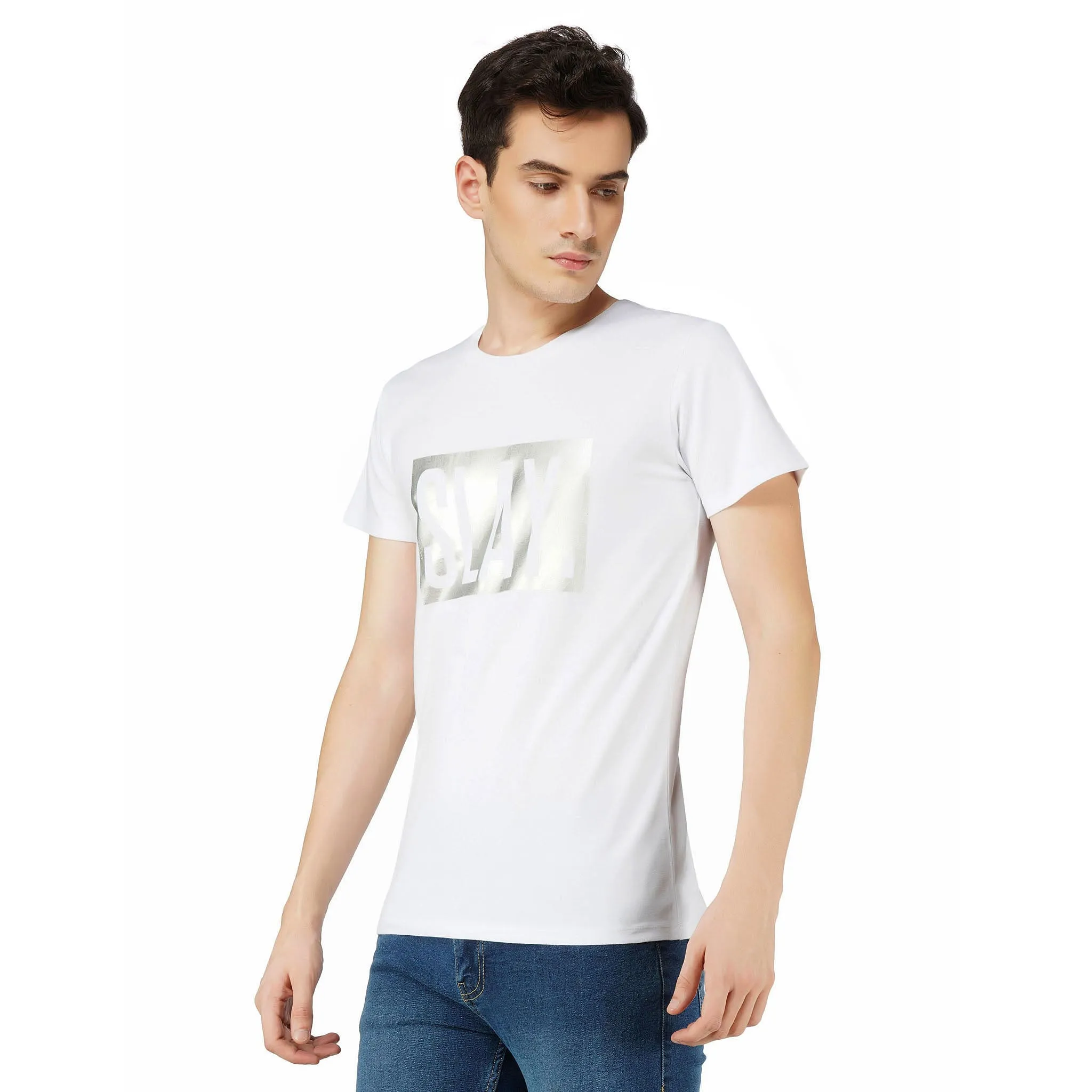 SLAY. Men's Limited Edition Silver Foil Printed Matte Finish T-shirt