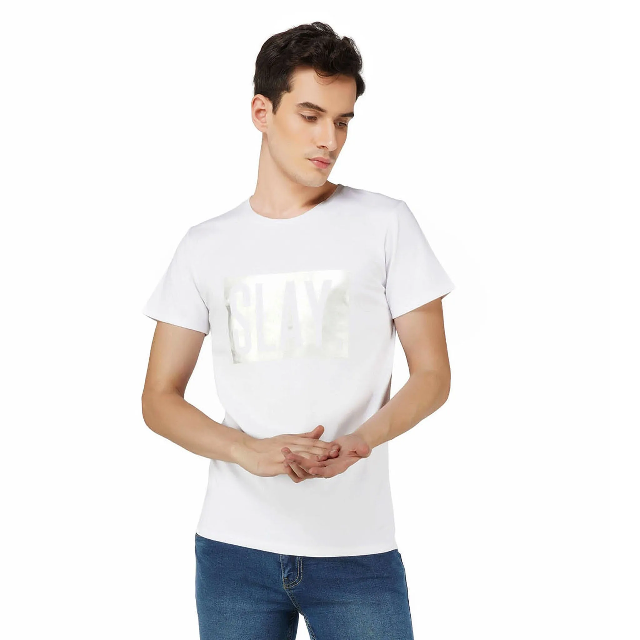 SLAY. Men's Limited Edition Silver Foil Printed Matte Finish T-shirt