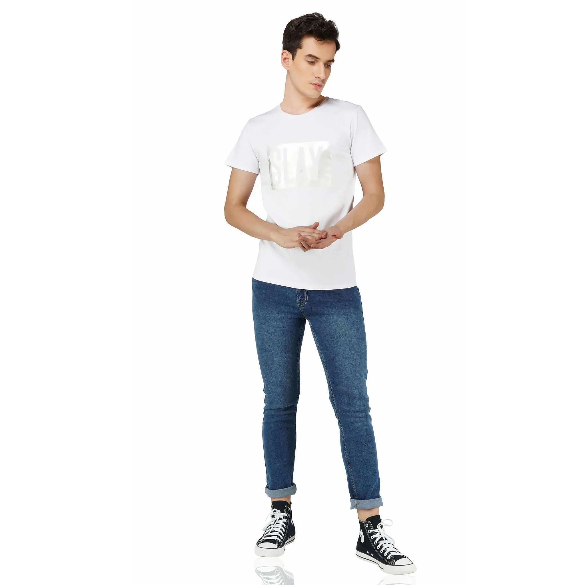 SLAY. Men's Limited Edition Silver Foil Printed Matte Finish T-shirt