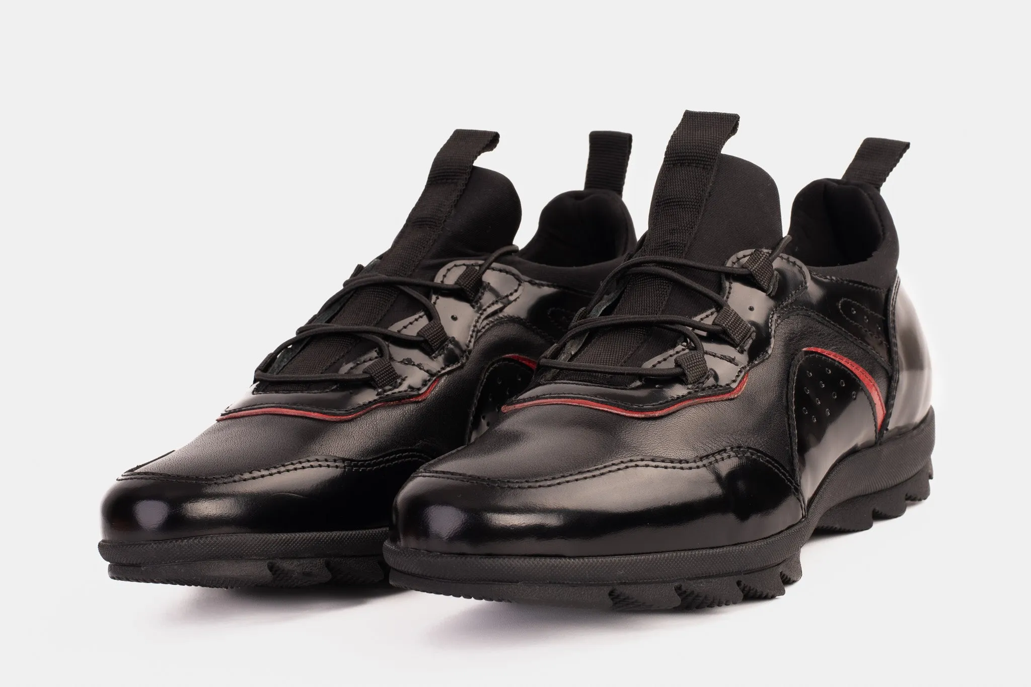The Madrid Black & Red Leather Casual  Men Shoe