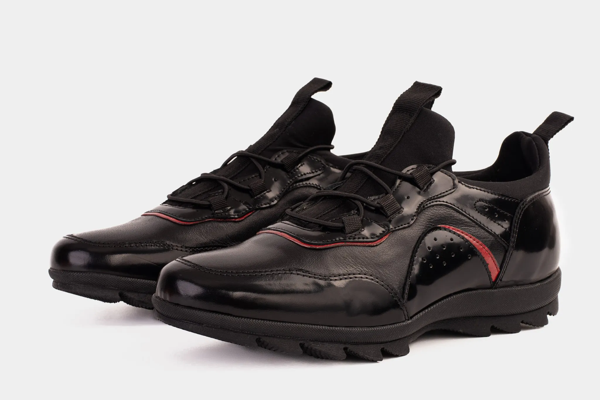The Madrid Black & Red Leather Casual  Men Shoe