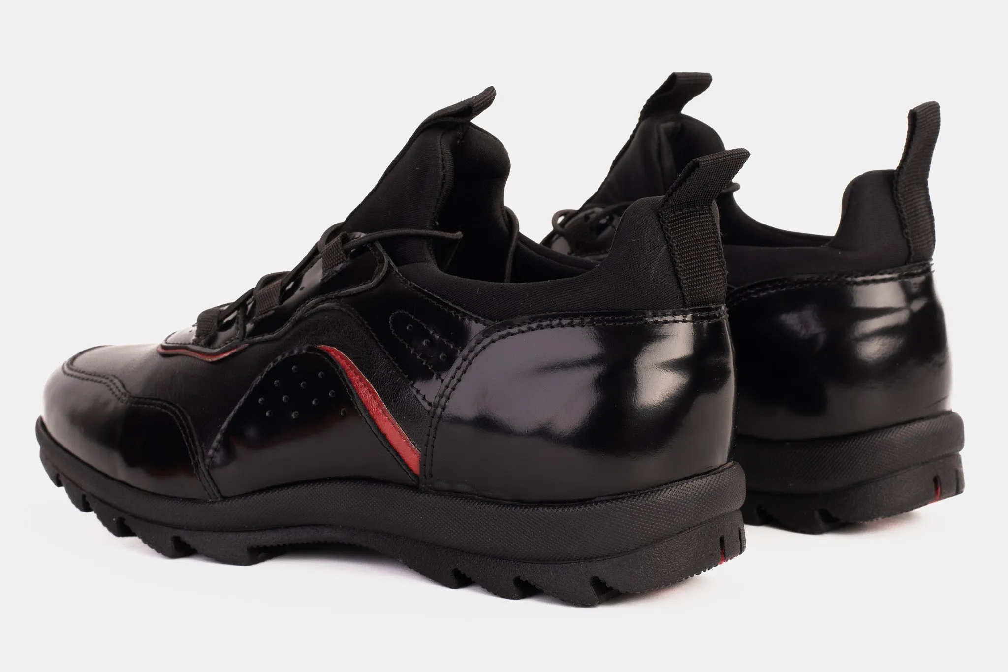 The Madrid Black & Red Leather Casual  Men Shoe