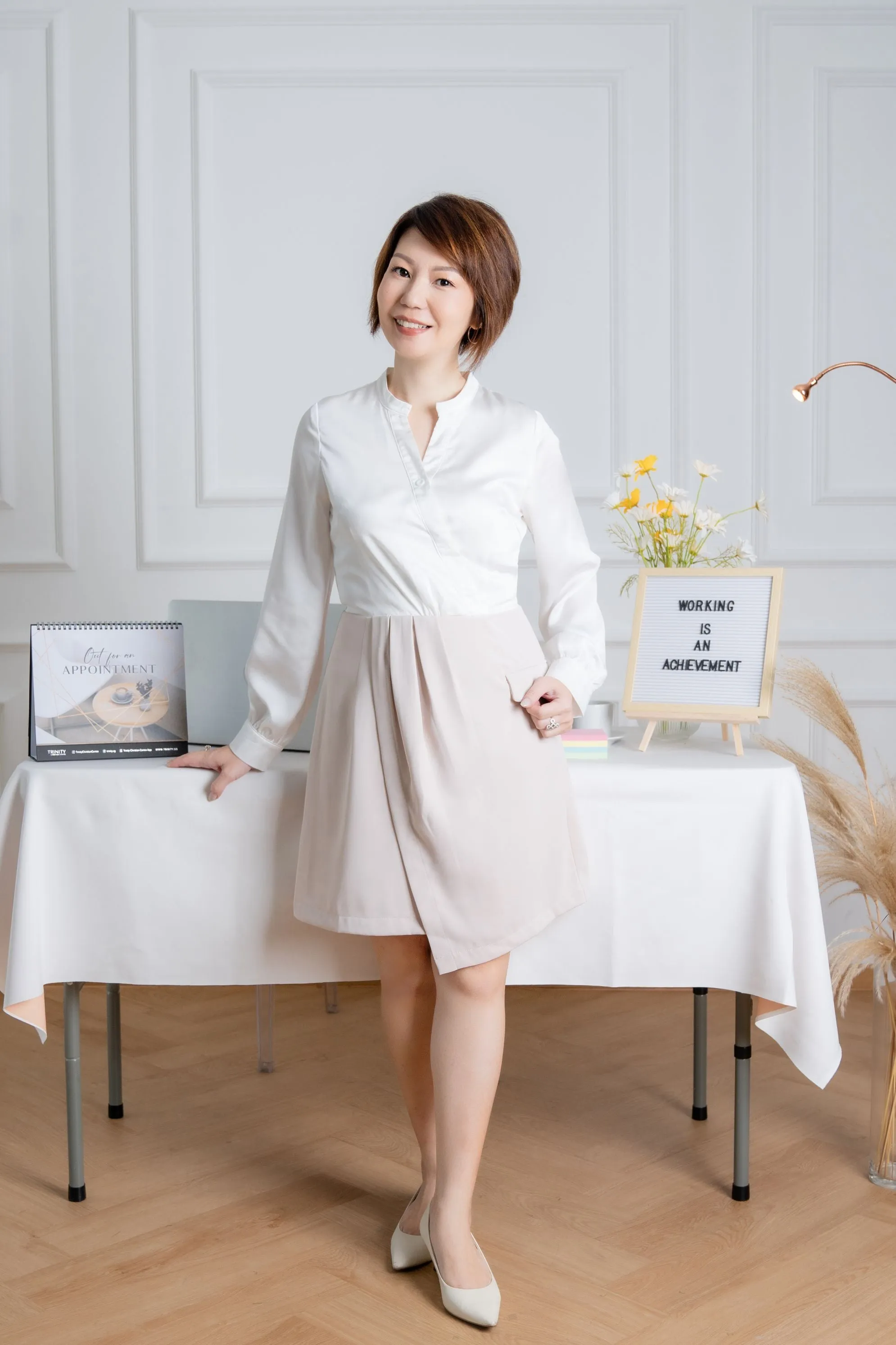 Two Tone V-Neck Long Sleeve Dress