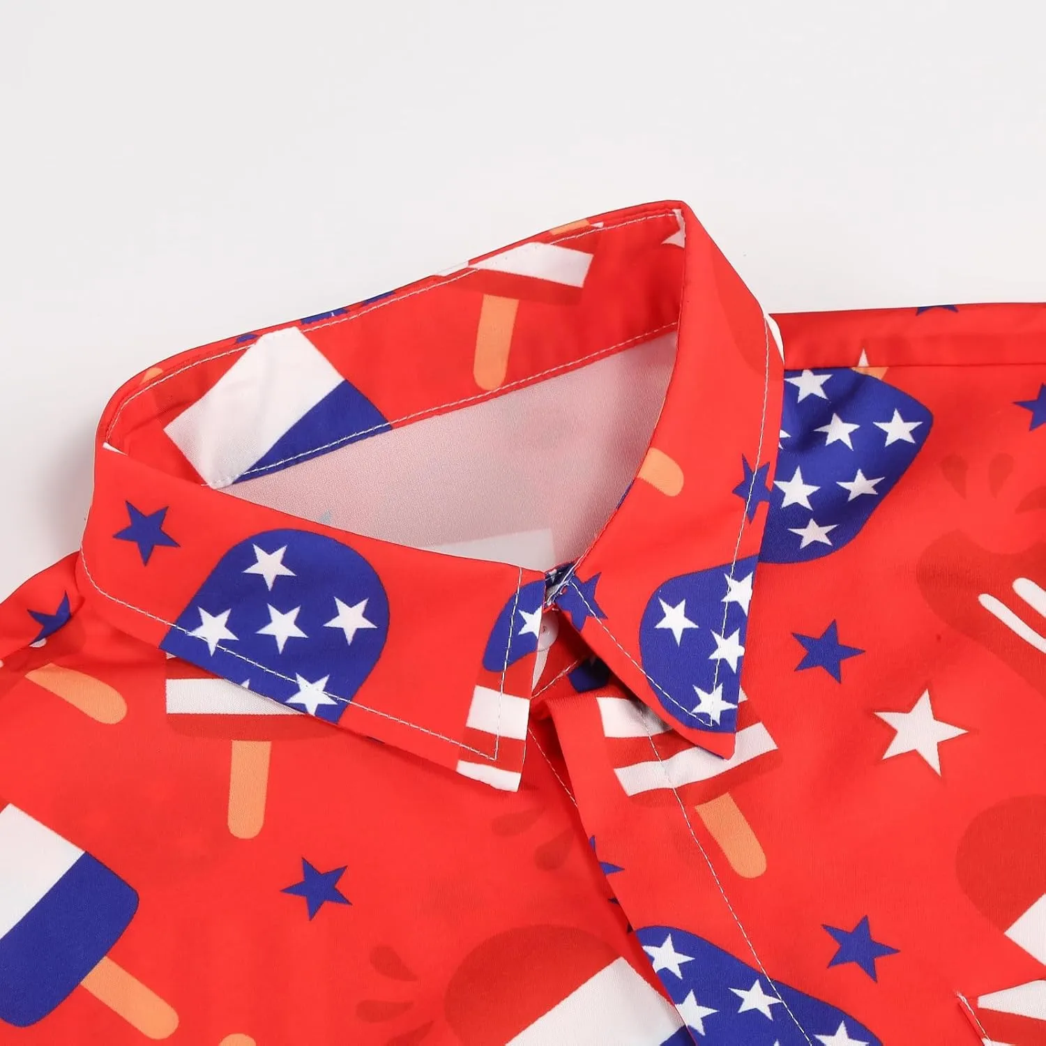 yolsun Men's 4th of July Button-Down Shirt - Casual Short Sleeve, American Flag Print, Independence Day Hawaiian Shirt