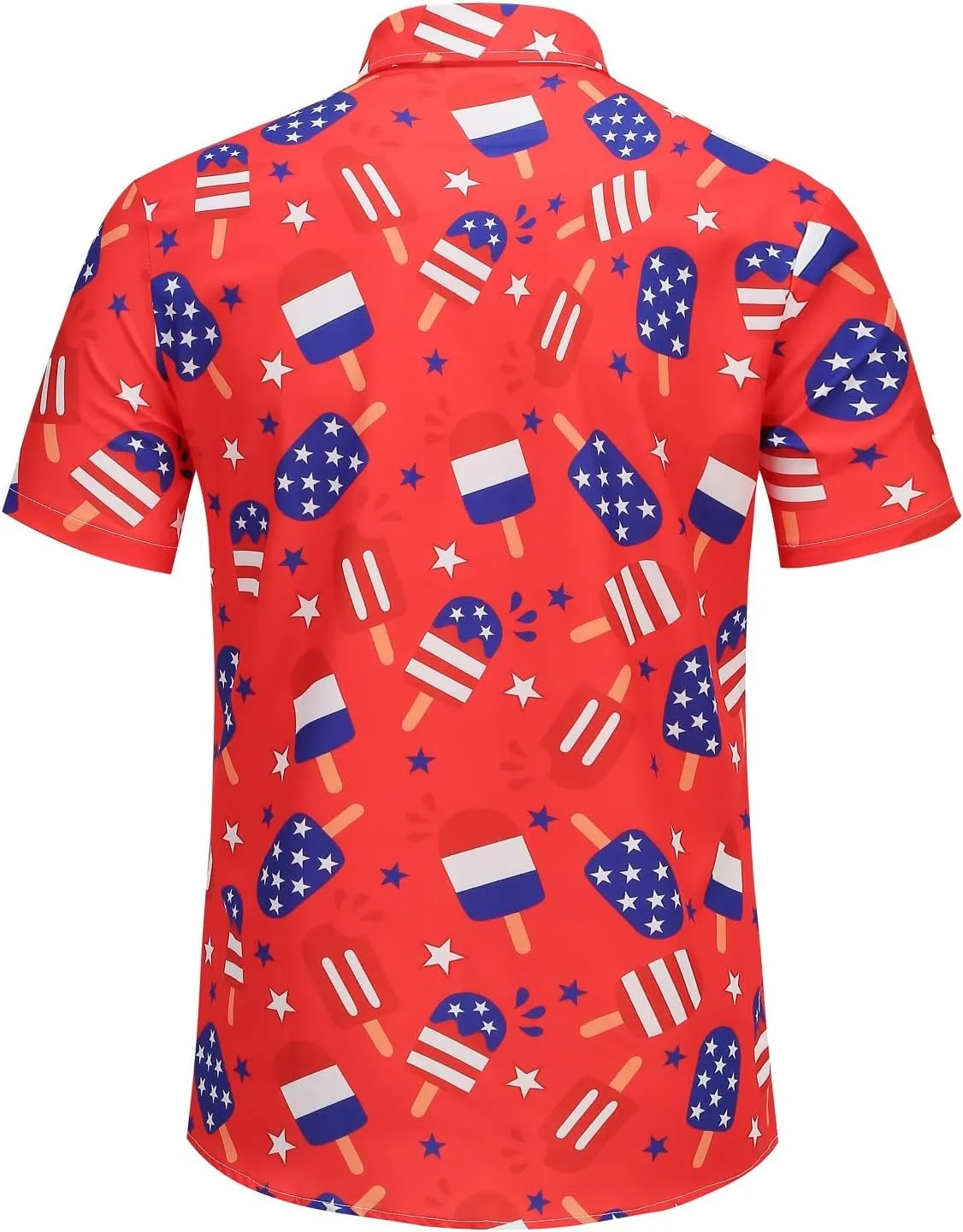 yolsun Men's 4th of July Button-Down Shirt - Casual Short Sleeve, American Flag Print, Independence Day Hawaiian Shirt