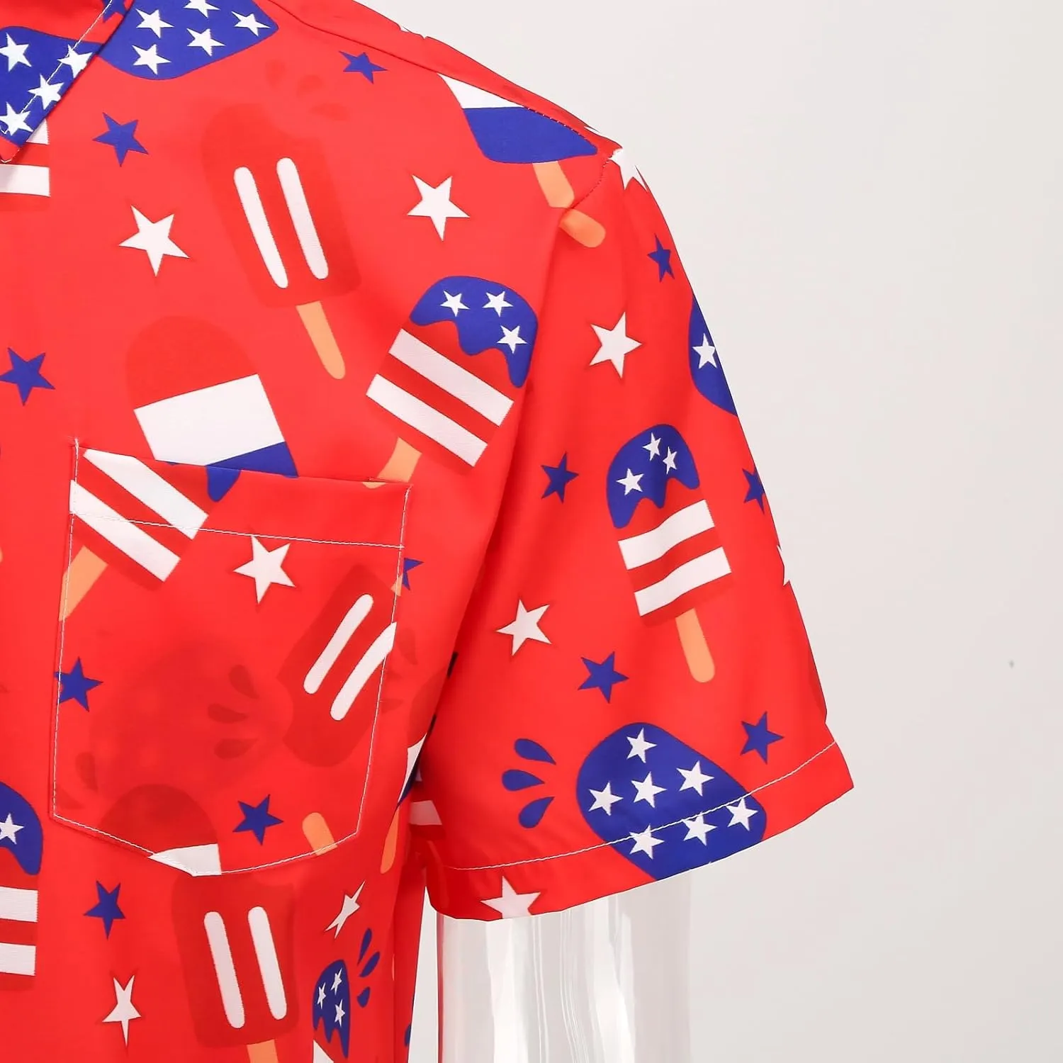 yolsun Men's 4th of July Button-Down Shirt - Casual Short Sleeve, American Flag Print, Independence Day Hawaiian Shirt