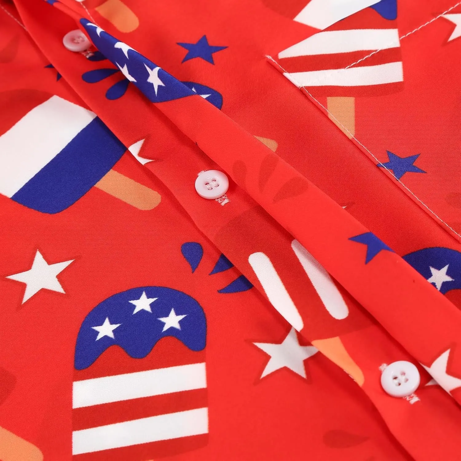 yolsun Men's 4th of July Button-Down Shirt - Casual Short Sleeve, American Flag Print, Independence Day Hawaiian Shirt